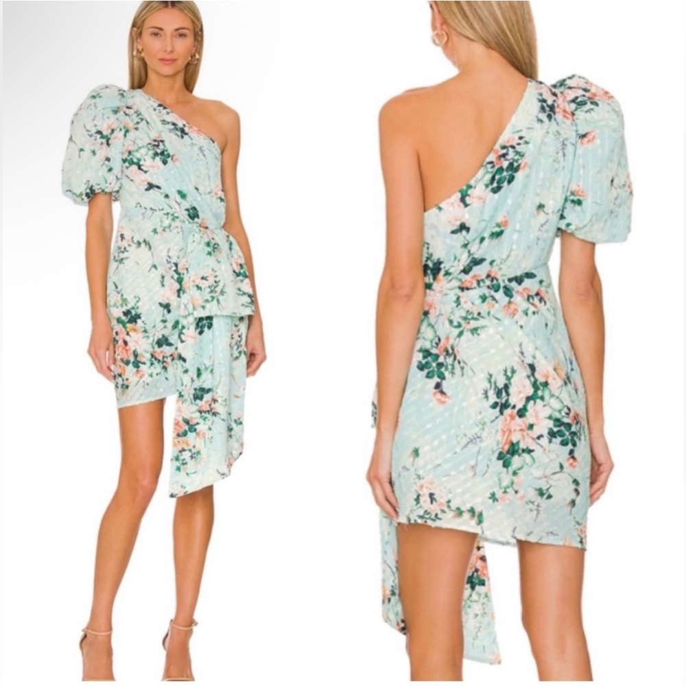 Elliatt Esteem One Shoulder Puff Sleeve Mini Floral Dress - Size XS
